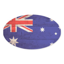 Wooden Australia Flag Oval Stickers