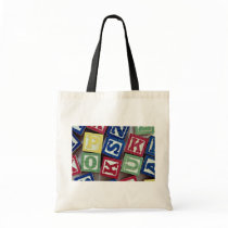 Wooden blocks with alphabets for kids tote bag