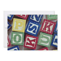 Wooden blocks with alphabets for kids personalized invitations