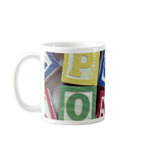 Wooden blocks with alphabets for kids mug