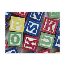 Wooden blocks with alphabets for kids postcard