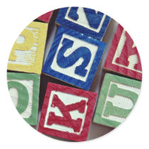 Wooden blocks with alphabets for kids stickers