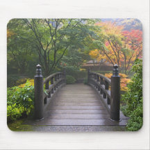 Wooden Bridge in Japanese Garden Mousepad
