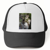 Wooden Bridge Over The Water In The Forest With Bi Trucker Hat