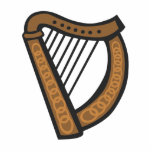 Wooden harp with engraved design photo cutouts