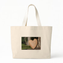 wooden heart canvas bags