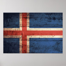 Wooden Iceland Flag Poster