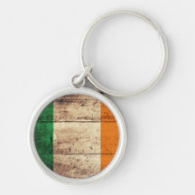 Wooden Ireland Flag Keychain
