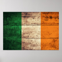 Wooden Ireland Flag Print
