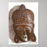 wooden mask of Buddha Posters