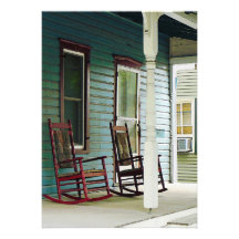 Wooden Rocking Chairs on Porch Invite