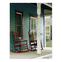 Wooden Rocking Chairs on Porch Postcards