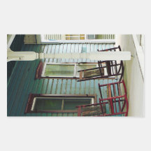 Wooden Rocking Chairs on Porch Rectangle Stickers