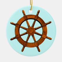 Wooden Ships Helm Christmas Ornament