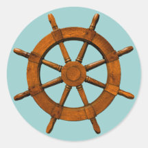 Wooden Ships Helm Round Stickers