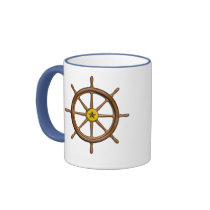 Wooden Ship's Wheel Coffee Mugs