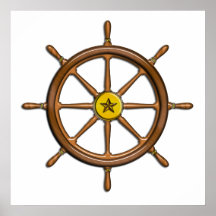 Wooden Ship's Wheel Print