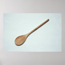 Wooden spoon for kitchen work posters