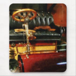 Wooden Steering Wheel on Old-Fashioned Car Mousepads