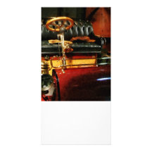 Wooden Steering Wheel on Old-Fashioned Car Photo Cards