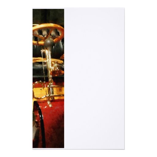 Wooden Steering Wheel on Old-Fashioned Car Stationery Design