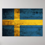 Wooden Sweden Flag Posters