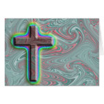 Woodgrain Cross with swirling paint... card