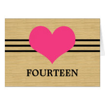 Woodgrain Mod Heart Table Number Card, Pink