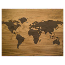 Woodgrain Textured World Map