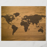 Woodgrain Textured World Map Full Colour Flyer