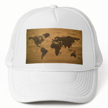 Woodgrain Textured World Map
