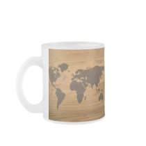 Woodgrain Textured World Map Mug