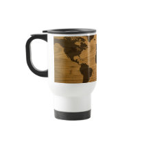 Woodgrain Textured World Map Coffee Mug