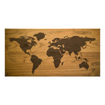 Woodgrain Textured World Map