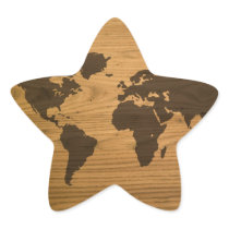 Woodgrain Textured World Map
