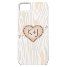 Woodgrain with Heart iPhone 5 Cases
