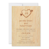 Woodgrain with Heart Wedding Invitation
