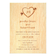 Woodgrain with Heart Wedding Invitation