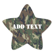 Woodland Camouflage Background Star Sticker