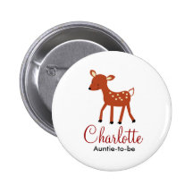 WOODLAND DEER BABY SHOWER NAME TAG BUTTON