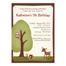Woodland Forest Deer 5x7 Birthday invitation