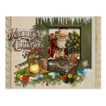 Woodland's Window Holiday Christmas Postcard