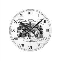 Woodwards Photo Tent Galley w numbers Wall Clock
