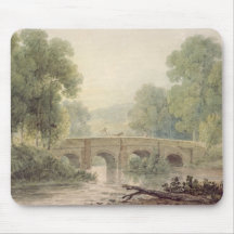 Woody Landscape with a Stone Bridge over a River Mouse Pad