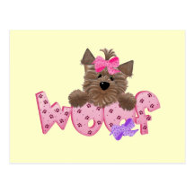 Woof Dog Pink Tshirts and Gifts Postcard