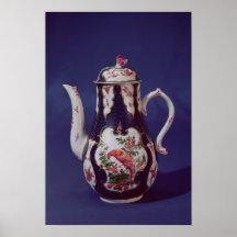 Worcester coffee pot, decorated with birds posters
