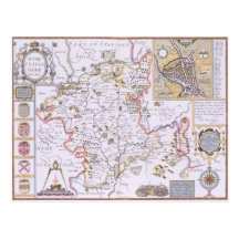 Worchestershire, engraved by Jodocus Hondius Postcards
