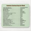 Word Common Shortcuts Mousepad