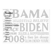 Words of Hope Obama & Biden 2008 Business Card