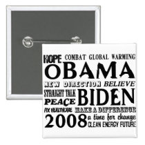 Words of Hope Obama & Biden 2008 Button buttons